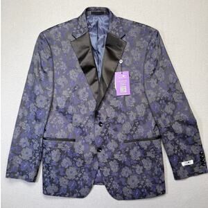 Tayion Collection Men's Classic-Fit Dinner Jacket Blazer Gray/purple 40S $360